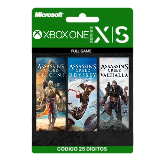 Assassins Creed Bundle Valhalla, Odyssey E Origins Xbox One/Series X|S 25 Dígitos